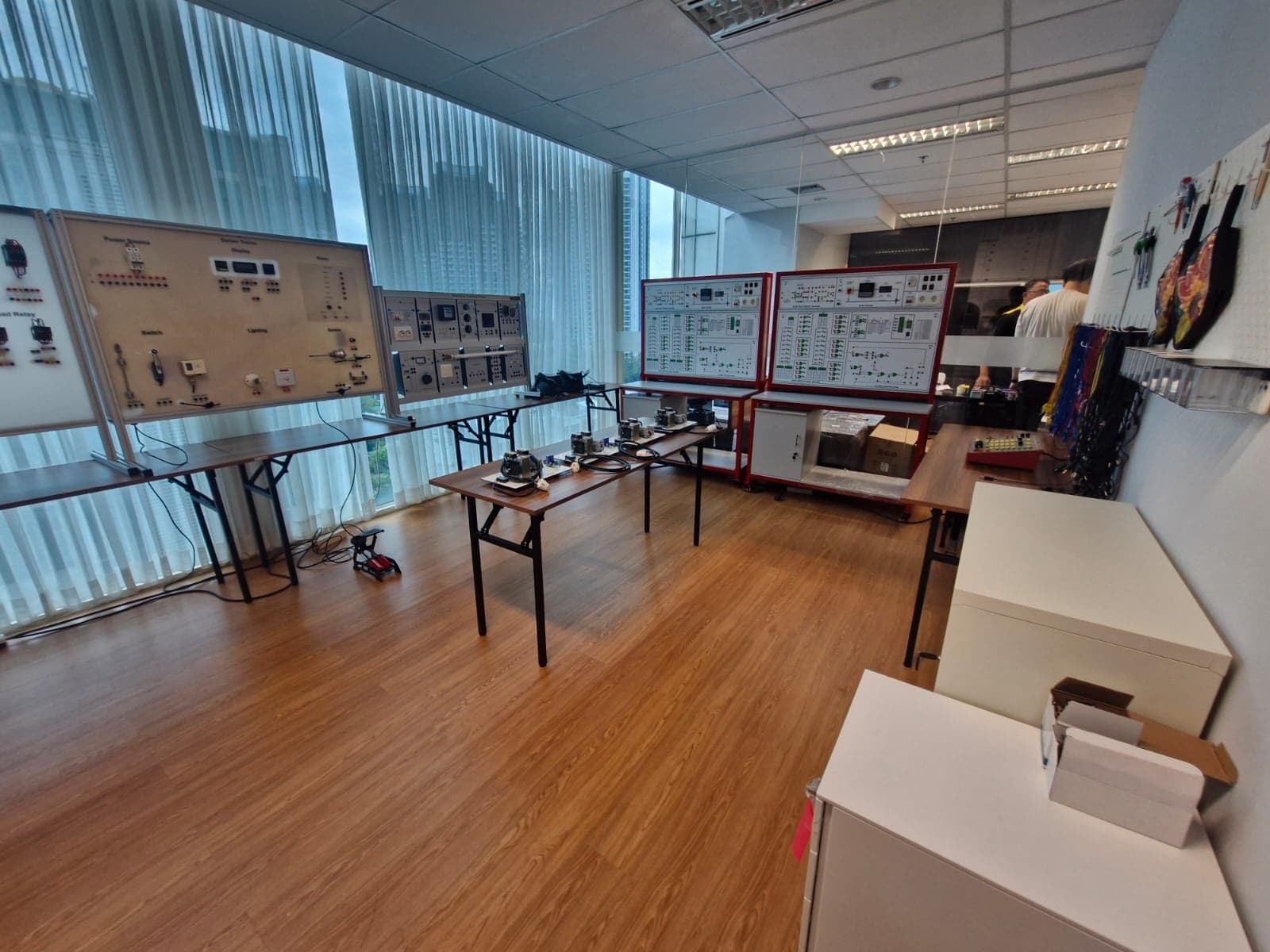 Electrical systems training laboratory with marine control panels